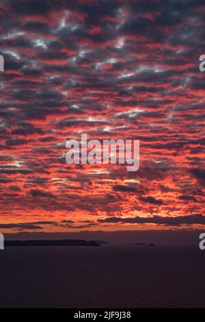 Sunset, from Tintagel, looking towards Port Isaac, Cornwall Stock Photo