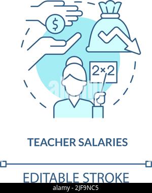 Teacher salaries turquoise concept icon Stock Vector