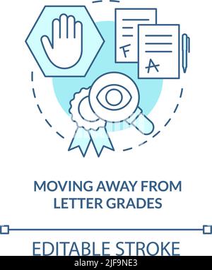 Moving away from letter grades turquoise concept icon Stock Vector