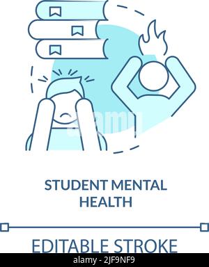 Student mental health turquoise concept icon Stock Vector