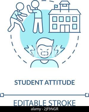 Student attitude turquoise concept icon Stock Vector