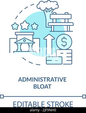 Administrative bloat turquoise concept icon Stock Vector