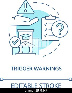 Trigger warnings turquoise concept icon Stock Vector