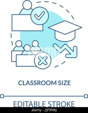 Classroom size turquoise concept icon Stock Vector