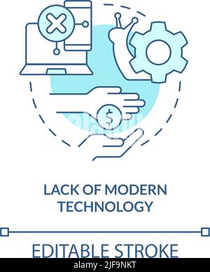 Lack of modern technology turquoise concept icon Stock Vector