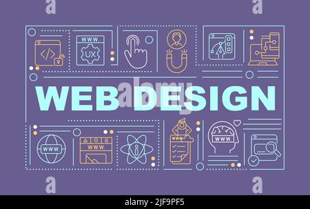 Web designing word concepts dark purple banner Stock Vector