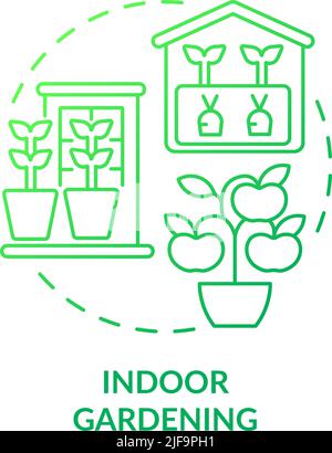 Indoor gardening green gradient concept icon Stock Vector