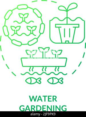 Water gardening green gradient concept icon Stock Vector
