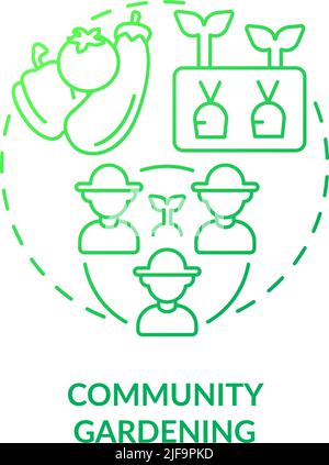 Community gardening green gradient concept icon Stock Vector