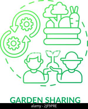 Garden sharing green gradient concept icon Stock Vector