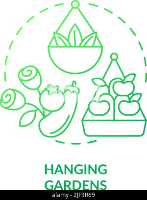 Hanging gardens green gradient concept icon Stock Vector