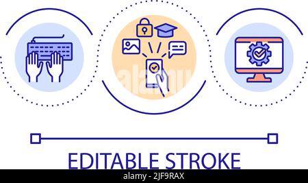Learn digital literacy skills loop concept icon Stock Vector