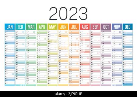 Calendar 2023. Week starts on Monday. Set of 12 months. Vector ...