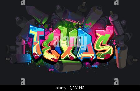 Graffiti Styled Vector Graphics Design - The State of Texas Stock Vector