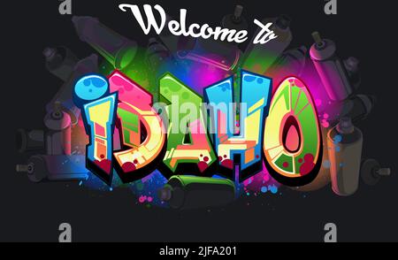 Graffiti Styled Vector Graphics Design - The State of Idaho Stock Vector