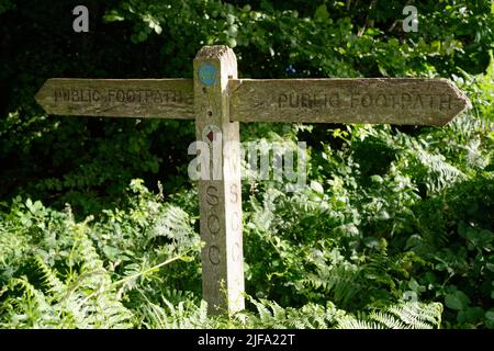 A public footpath path sign in Sussex, England, UK. Stock Photo