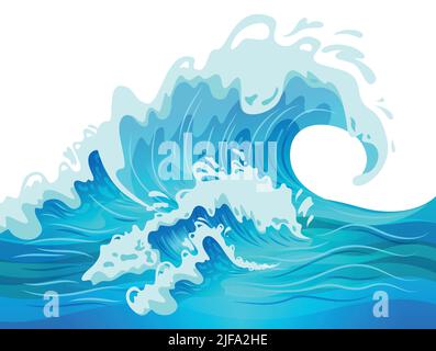 Big blue ocean wave flat vector illustration Stock Vector Image & Art ...