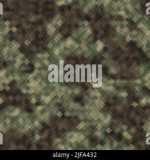 Abstract seamless pattern with khaki and brown colored chaotic overlap pixels Stock Vector