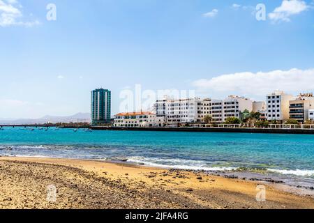 Arrecife cityscape seen from San Gabriel castle, capital city of Lanzarote, Canary Islands, Spain Stock Photo