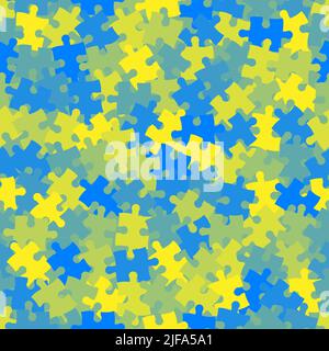 Seamless colorful pattern with puzzles, jigsaw, childrens pattern background Stock Vector