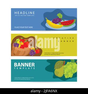 Promotional banners for farmers market. Banners set vector illustration Stock Vector