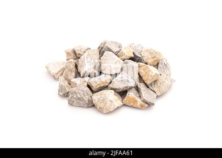 Pile several size of stone for construction isolated on white background Stock Photo