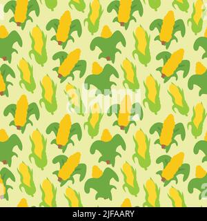 Seamless background image colorful vegetable food corn. Seamless pattern texture design. Stock Vector