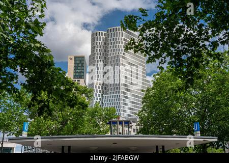 The Upper West high-rise and the Waldorf Astoria Hotel, Kurfuerstendamm, Berlin, Germany Stock Photo