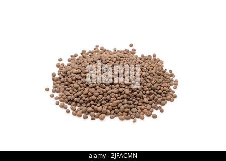 Pile of Leca Ball or Hydroton clay tablets for plant isolated on white background Stock Photo