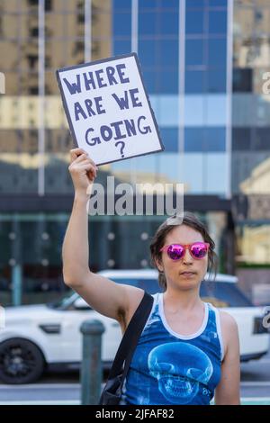 June 30, 2022, New York City, New York, United States: Climate activists held a protest at Foley Square and a demonstration at the Federal Courthouse in Manhattan after the Supreme Court's decision to limit the Environmental Protection Agency's ability to regulate the pollution by power plants. (Credit Image: © Steve Sanchez/Pacific Press via ZUMA Press Wire) Stock Photo