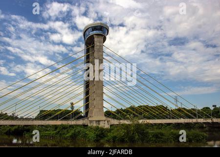 Salto, Sao Paulo, Brazil. March, 10, 2022. Viewpoint of Ponte Estaiada over the Tiete River. Stock Photo