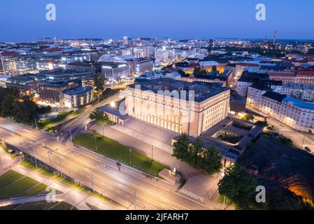 The Finnish parliament building in Helsinki Stock Photo