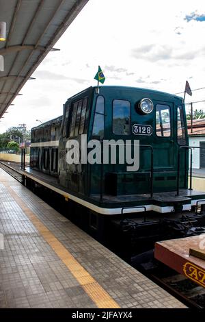 Salto, Sao Paulo, Brazil. March, 09,2022. Facade of Railway station of Salto, called Trem Republicano, republic train in portuguese. Stock Photo