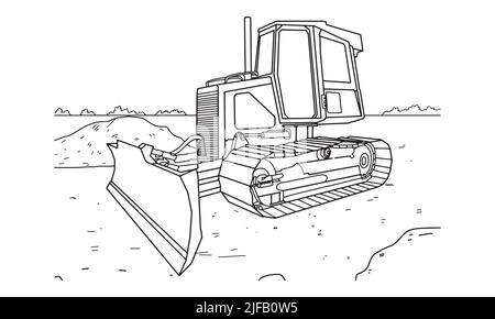 Construction Vehicle sketch line art illustration Stock Vector