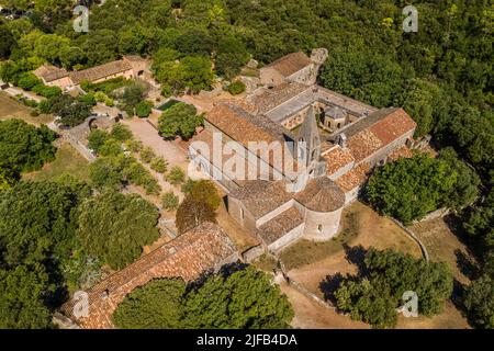 France, Var (83), Le Thoronet, 12th century Cistercian abbey (aerial view) Stock Photo