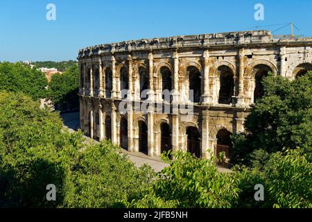 France, Gard, Nimes, Place des Arenes, The Arenas Stock Photo