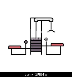 Gym machine filled color icon. linear style sign for mobile concept and web design. Weight machine filled color vector icon. Fitness equipment symbol, Stock Vector