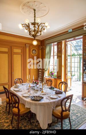 France, Nord, Lille, Charles de Gaulle birthplace, transformed into a museum and located in Old Lille, dining room Stock Photo