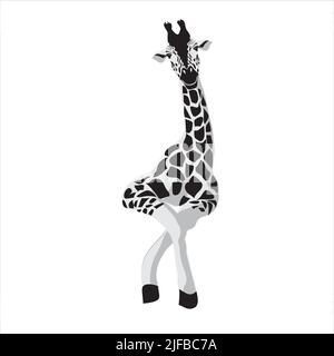 Vector illustration of a black silhouette giraffe. Isolated white background. Icon giraffe side view profile. Stock Vector