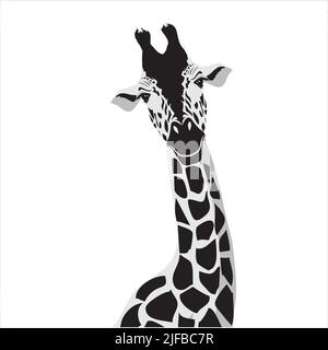 Vector illustration of a black silhouette giraffe. Isolated white background. Icon giraffe side view profile. Stock Vector