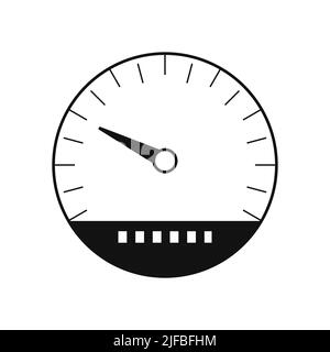 Speedometer icon vector. Scale meter in outline style. Tachometer icon. Speed indicator symbol. Online car velocity meter. Fast speed sign line icon. Stock Vector