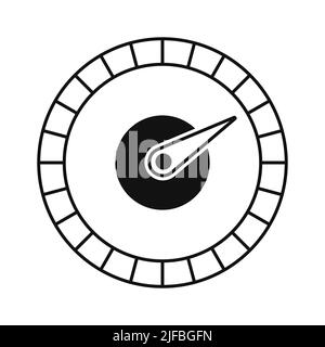 Speedometer icon vector. Scale meter in outline style. Tachometer icon. Speed indicator symbol. Online car velocity meter. Fast speed sign line icon. Stock Vector