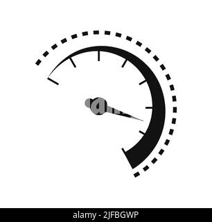 Speedometer icon vector. Scale meter in outline style. Tachometer icon. Speed indicator symbol. Online car velocity meter. Fast speed sign line icon. Stock Vector