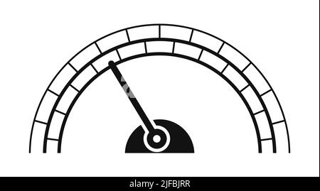 Speedometer icon vector. Scale meter in outline style. Tachometer icon. Speed indicator symbol. Online car velocity meter. Fast speed sign line icon. Stock Vector