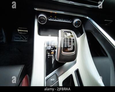 Automatic transmission in a car. Vertical photo. Stock Photo