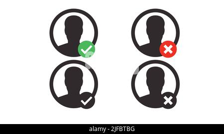 User Check Flat Icon Set. Vector Isolated Illustration of User Icons Stock Vector