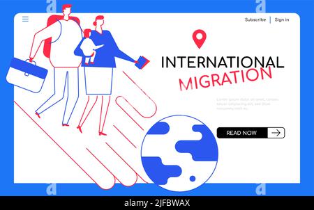 International migration - modern flat design style web banner Stock Vector