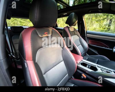 Minsk, Belarus - June 2022: Geely Coolray car interior. Stock Photo