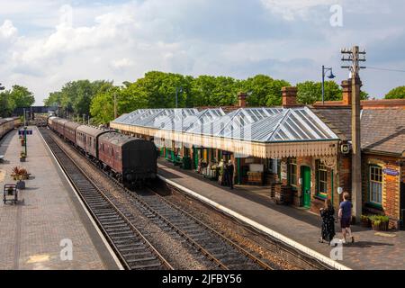 Sheringham, UK - May 16th 2022: The platforms at Sheringham Railway Station in the seaside town of Sheringham in Norfolk, UK. Stock Photo