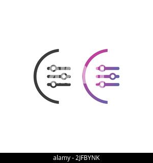 Setting sliders icon button, in solid and gradient color Stock Vector